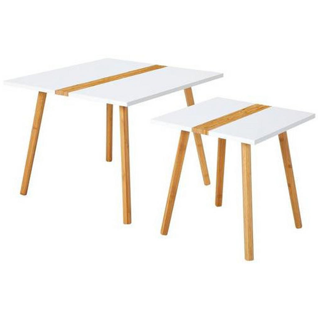 PBJ SADA ODKLÁDACÍCH STOLKŮ, přírodní barvy, bílá, dřevo, 60/40/60/40/45/40 cm