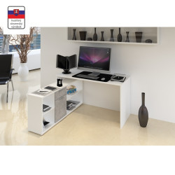 Pc stůl, bílá / beton, noe new