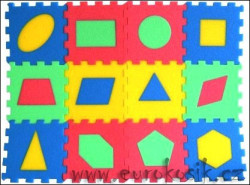 Pěnové puzzle koberec geometrické obrazce, 12 dílků