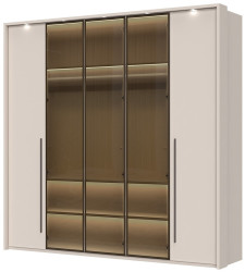 Pětidveřová kombinovaná šatní skříň s led osvětlením baptiste - béžová