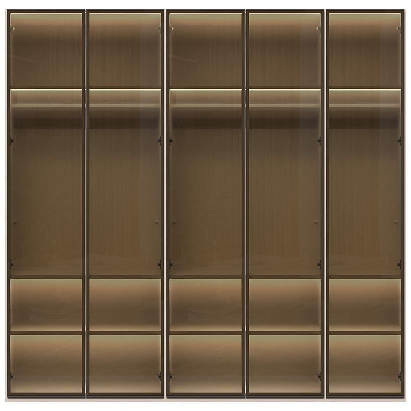 Pětidveřová prosklená šatní skříň baptiste - béžová