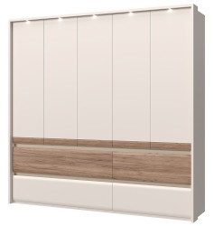 Pětidveřová šatní skříň s led osvětlením artemisia - dub