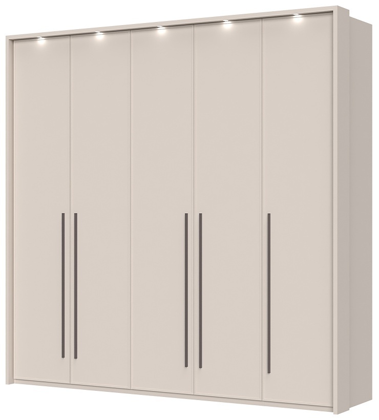 Pětidveřová šatní skříň s led osvětlením baptiste - béžová