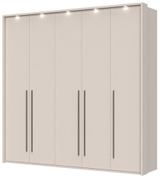 Pětidveřová šatní skříň s led osvětlením baptiste - béžová
