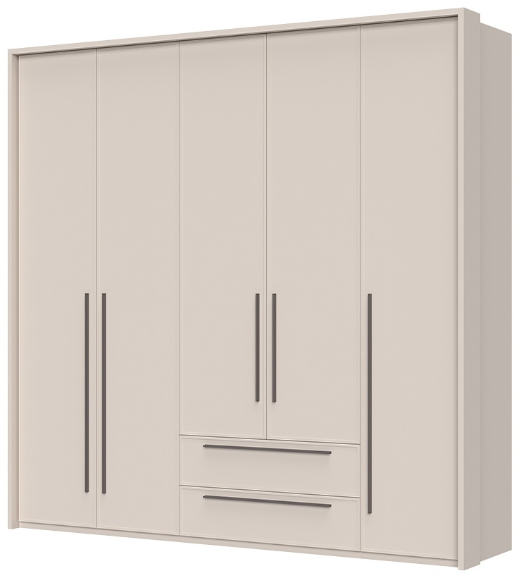 Pětidveřová šatní skříň se zásuvkami a rámem baptiste - béžová