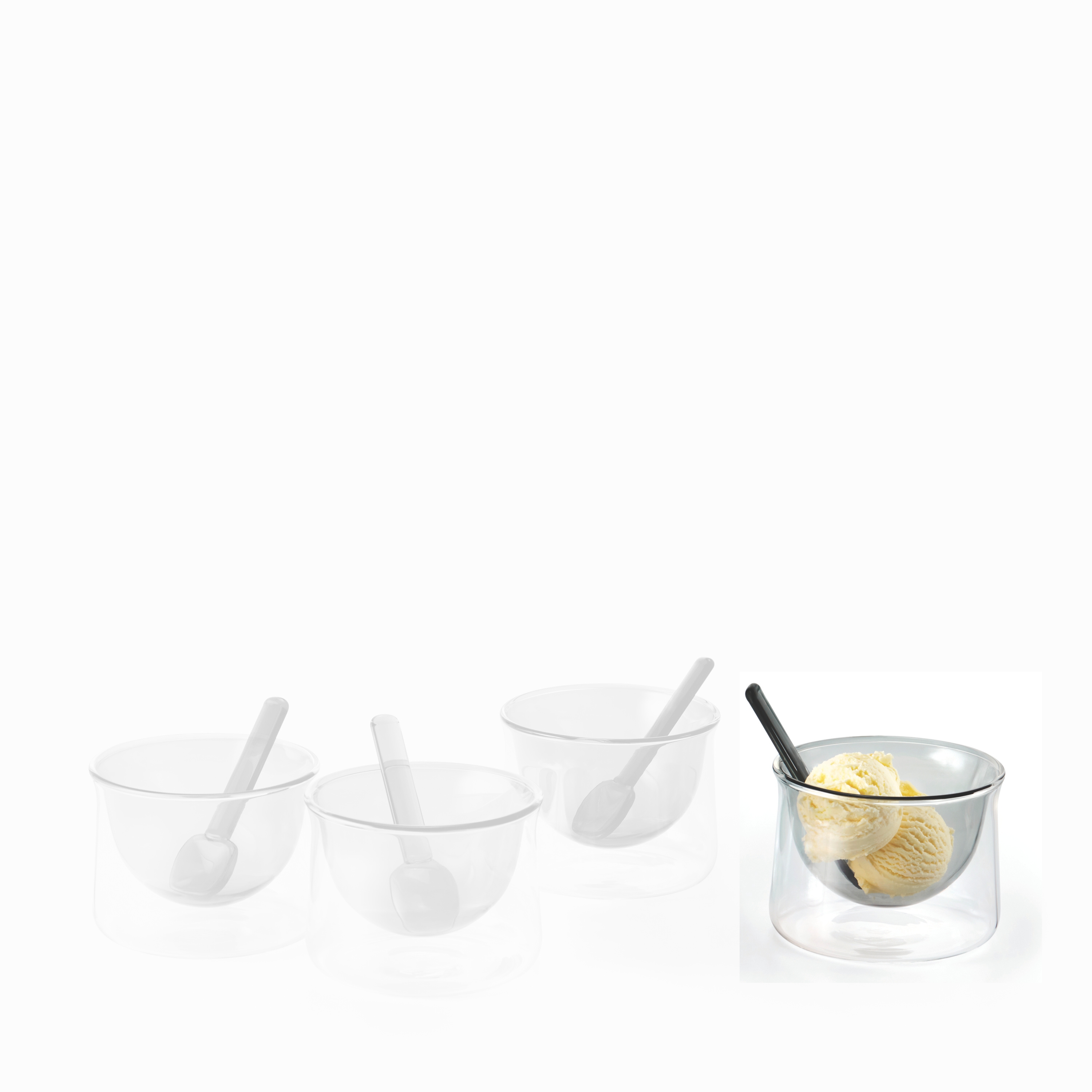 Pohár na zmrzlinu se lžičkou, šedý - Philippi