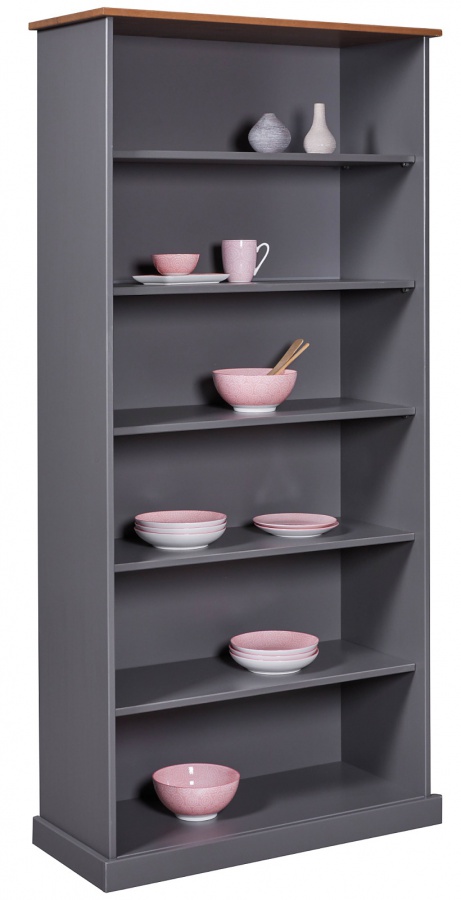 Policový regál z masivu weston - šedá/hnědá