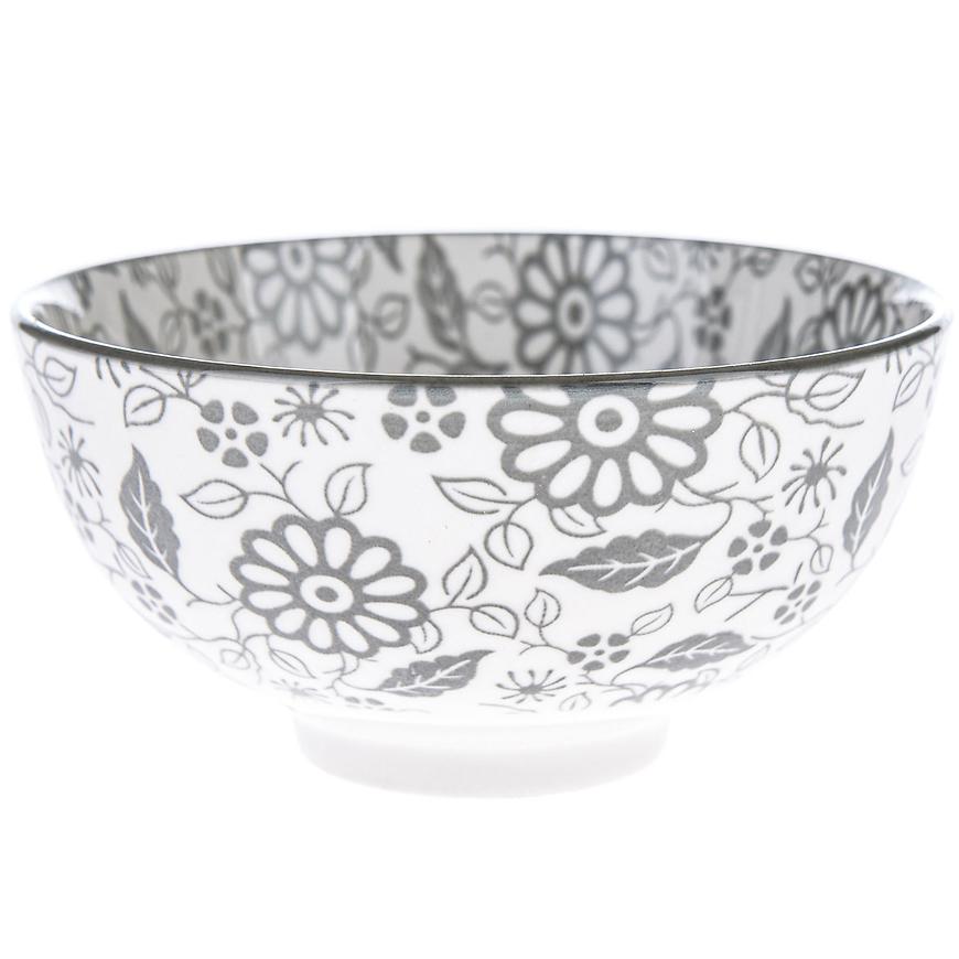 Porcelánová miska 12x5.5x12cm bílá/šedá