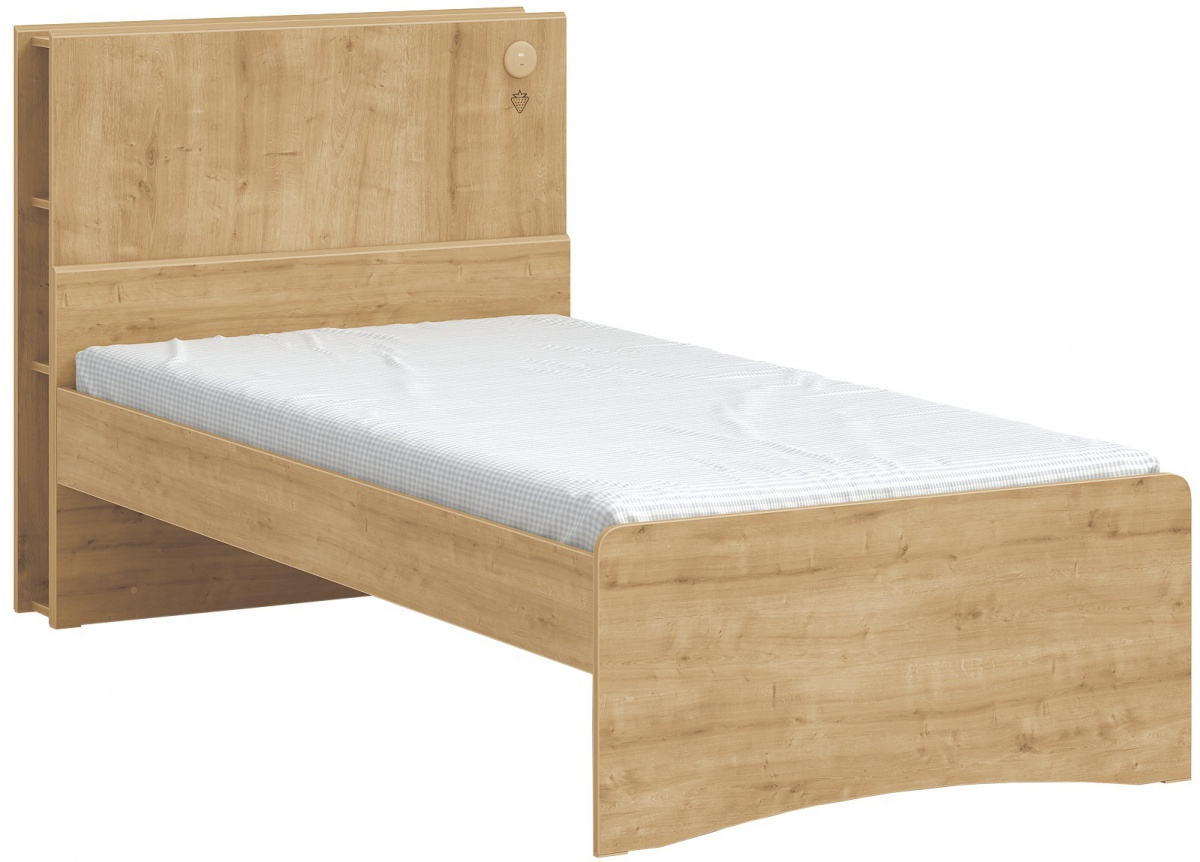 Postel 100x200cm s knihovnou a usb cody modular - dub světlý