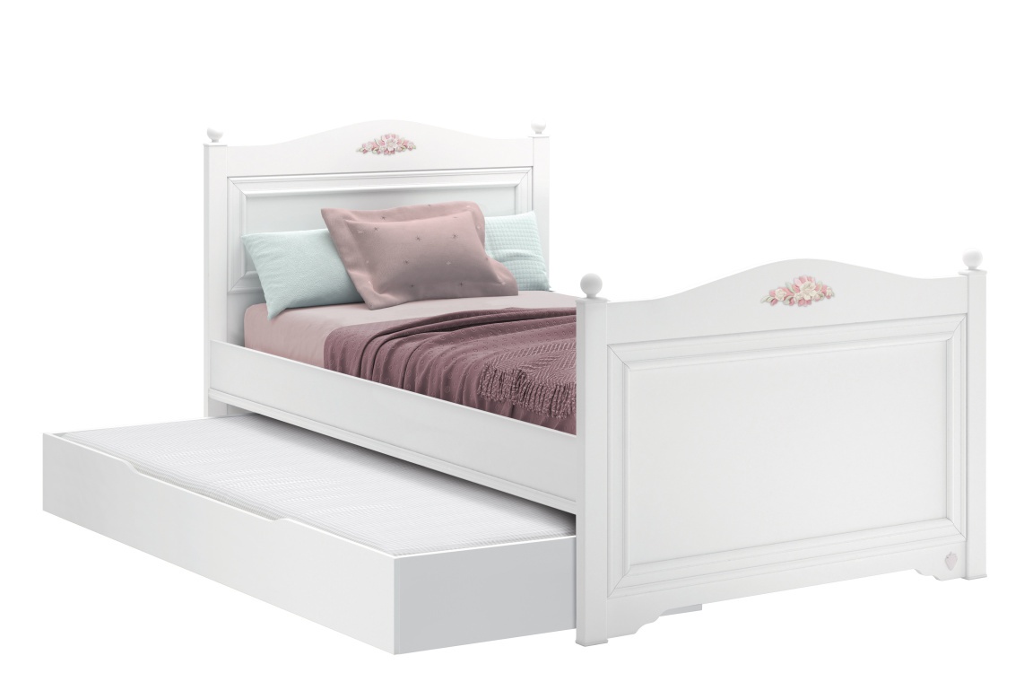 Postel 100x200cm s přistýlkou ballerina - bílá