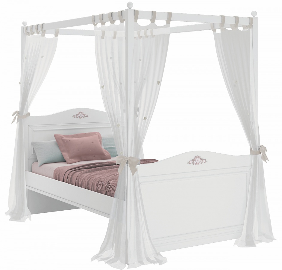 Postel 120x200cm s nebesy ballerina - bílá