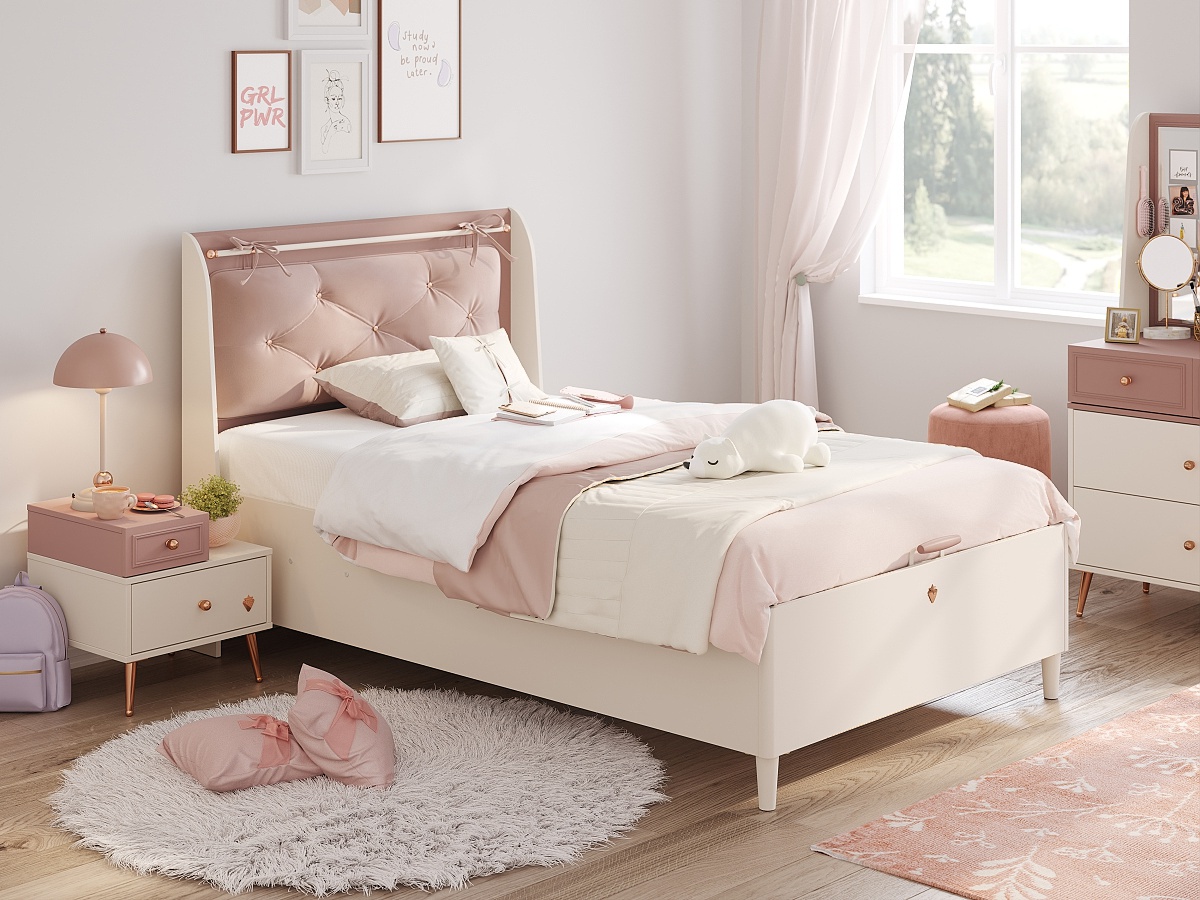 Postel 120x200cm s úložným prostorem beauty i - béžová/růžová