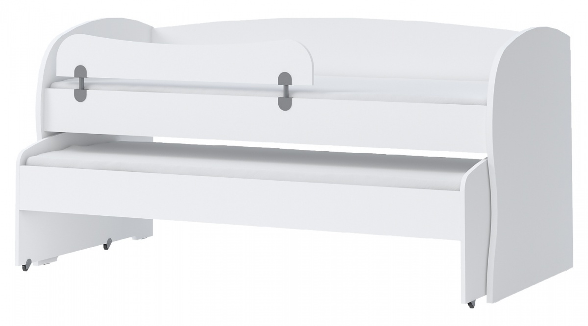 Postel 90x200 s výsuvnou přistýlkou a zábranou sloane - bílá