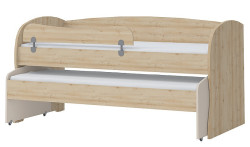 Postel 90x200 s výsuvnou přistýlkou a zábranou sloane - buk/béžová
