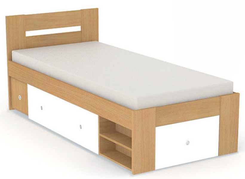 Postel rea larisa 90x200cm s nočním stolkem - buk