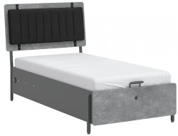 Postel s usb a úložným prostorem 100x200cm pluto - šedá/černá