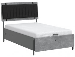 Postel s usb a úložným prostorem 120x200cm pluto - šedá/černá