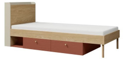 Postel Yuki 13 Barva korpusu: šedobéžová/ dub olejovaný/ koral