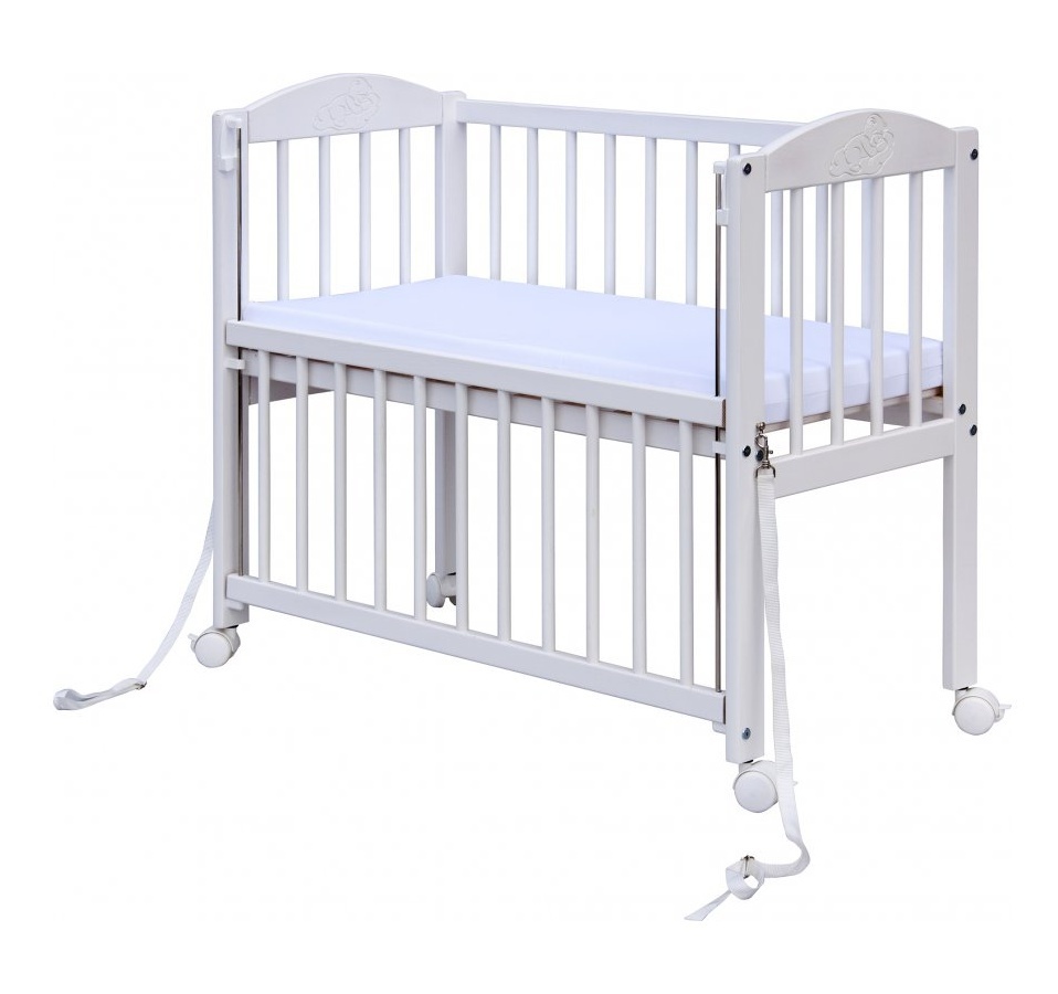 Postýlka se stahovacím bokem baby scarlett 90x41cm - bílá