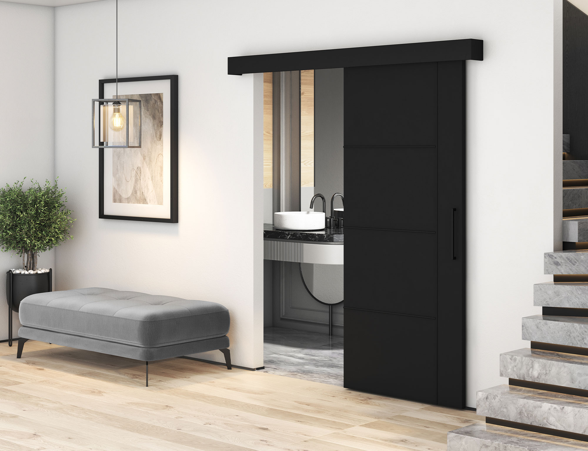 Posuvné dveře Crestina Dveře: Černá, Varianta: S tichým dojezdem