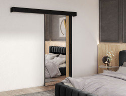 Posuvné dveře Tilmann Dveře: Černá + zrcadlo, Varianta: Bez tichého dojezdu