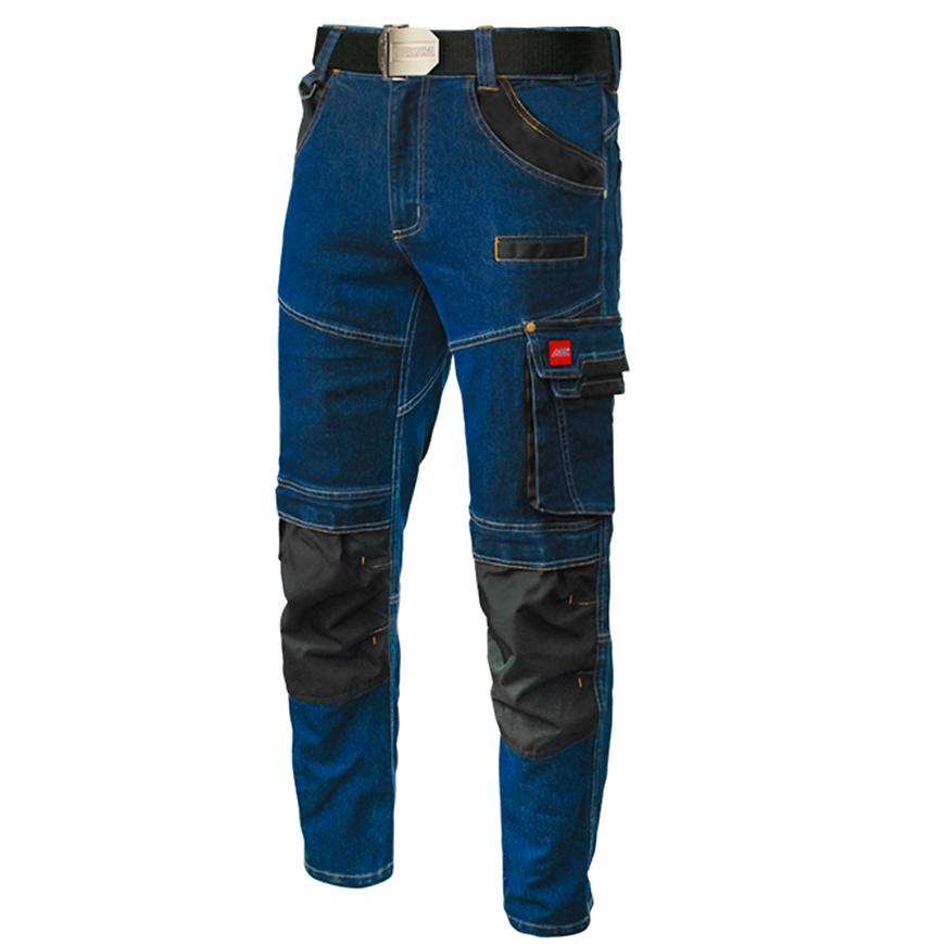 Pracovní džínové kalhoty strečové modré XL