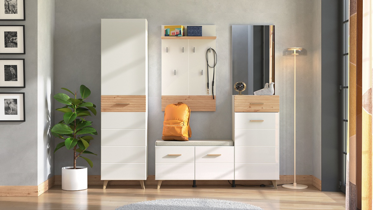 Předsíňová sestava jett - bílá/dub artisan