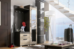 Předsíňová stěna P24 pravá Barva korpusu: Šedá, Lišta: Wenge, Barva dvířek: Šedá