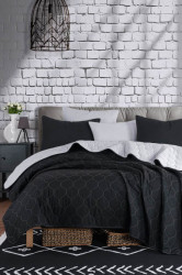 Přehoz 200x220 + 2 polštáře alcea - černá, bílá