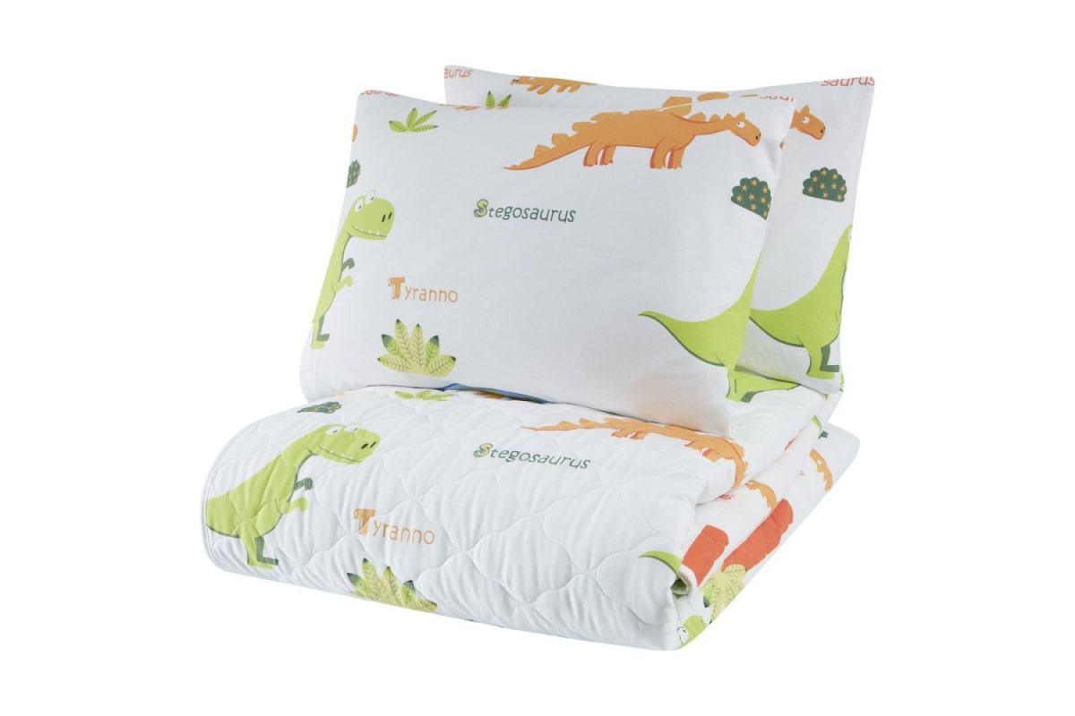 Přehoz 200x220 + 2 polštáře dino - bílá