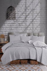 Přehoz 200x220 + 2 polštáře silver - šedá