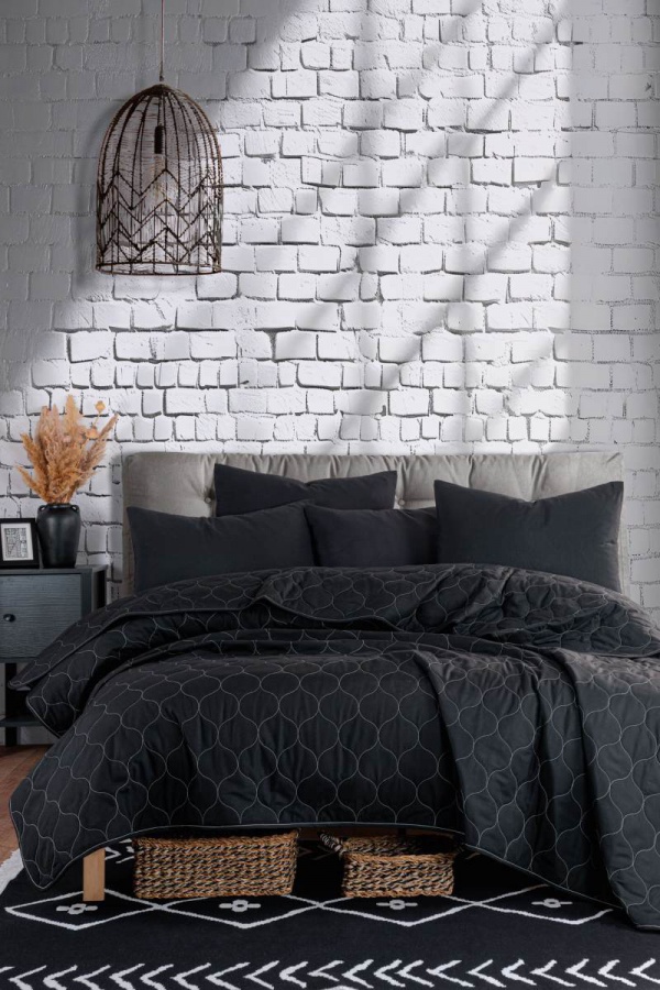 Přehoz 200x220 + 2 polštáře tacca - černá