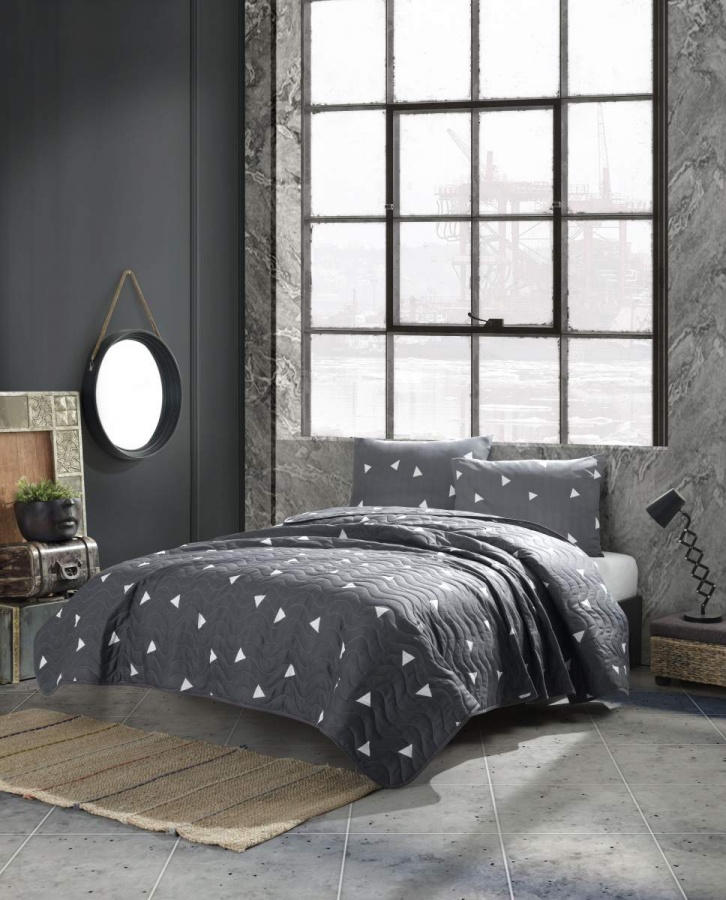 Přehoz 200x220 + 2 polštáře tris tris - černá