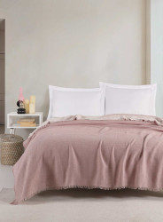 Přehoz 200x230 waffle - růžová, bílá