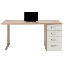 Premium Living PSACÍ STŮL, bílá, vysoce lesklá bílá, trámové dubové dřevo, 160/72,8/80 cm