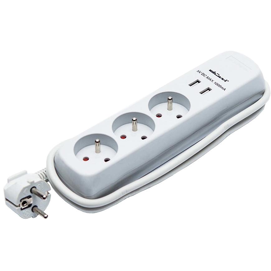 Prodlužovací přívod 24205 3x zásuvka+2xusb, 1,5 m šedý