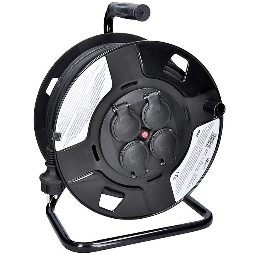 Prodlužovací přívod na bubnu, 4 zásuvky, IP44, 3x 1.5mm2, délka 50m