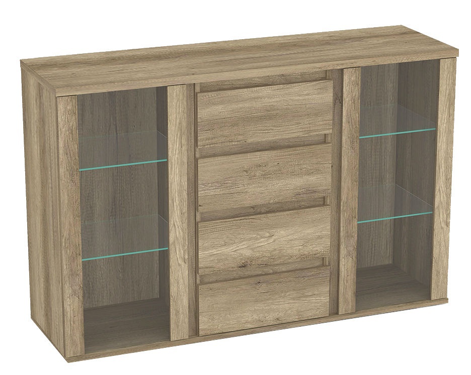 Prosklená komoda rea amy 10 - dub canyon