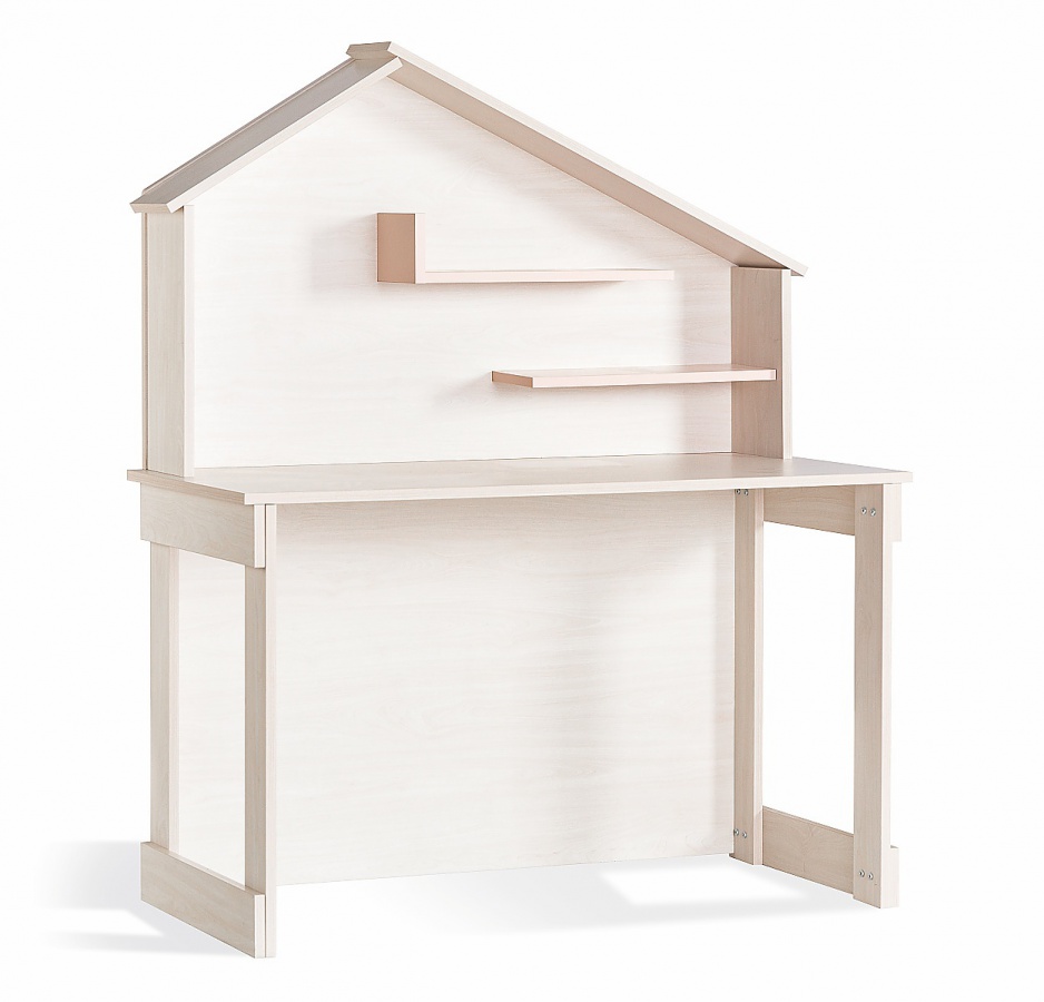 Psací stůl s nástavcem boom - bříza/růžová