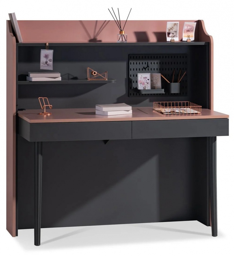 Psací stůl se zásuvkami khalisa - růžová, černá
