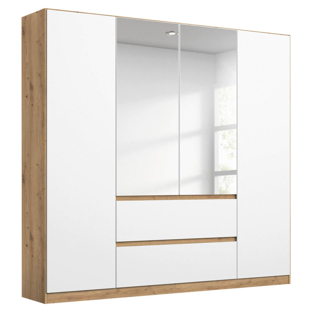 Rauch Möbel ŠATNÍ SKŘÍŇ S OTOČNÝMI DVEŘMI, barvy stříbra, bílá, dub artisan, 181/197/54 cm