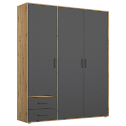 Rauch Möbel ŠATNÍ SKŘÍŇ S OTOČNÝMI DVEŘMI, šedá, dub artisan, 140/194/53 cm