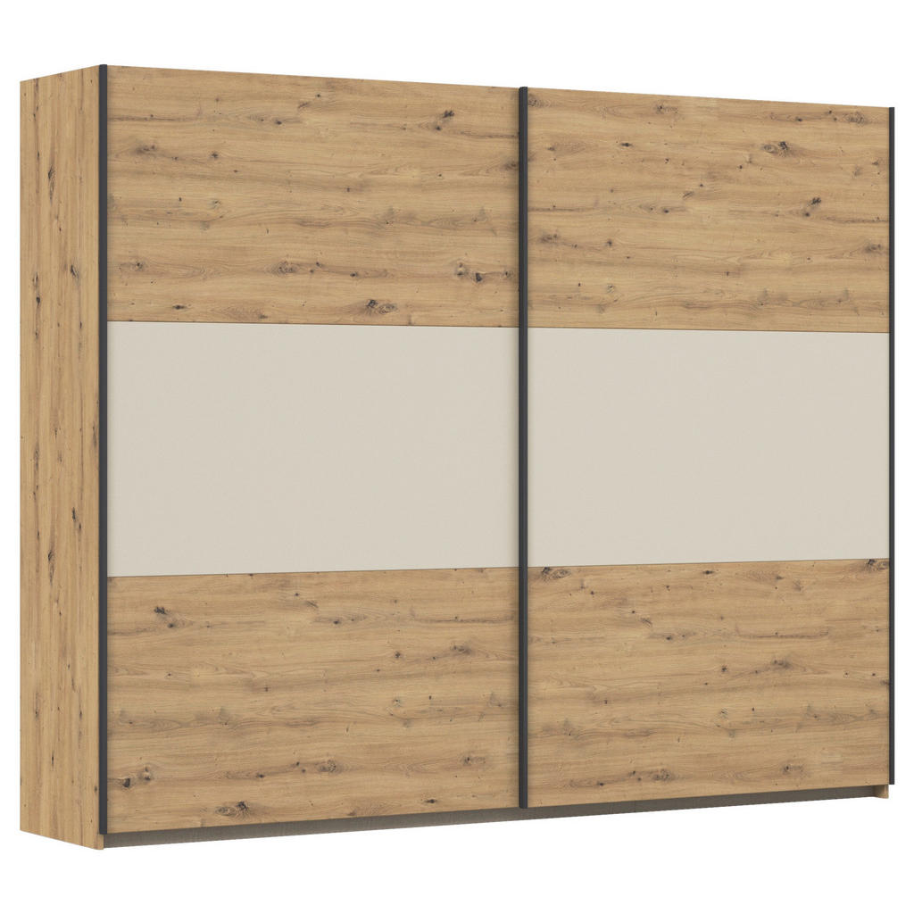 Rauch Möbel SKŘÍŇ S POSOUVACÍMI DVEŘMI, barvy hliníku, šampaňská, dub artisan, 261/210/59 cm