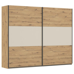 Rauch Möbel SKŘÍŇ S POSOUVACÍMI DVEŘMI, barvy hliníku, šampaňská, dub artisan, 261/210/59 cm