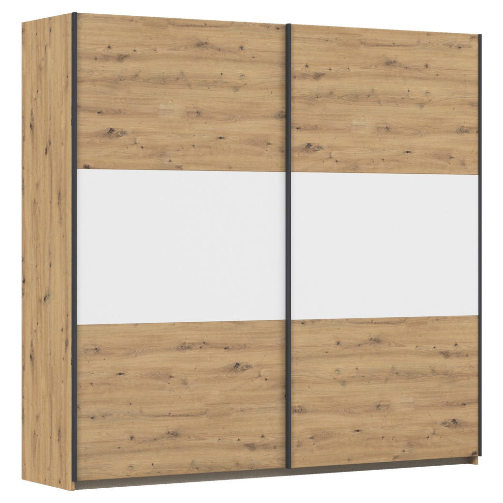 Rauch Möbel SKŘÍŇ S POSOUVACÍMI DVEŘMI, bílá, barvy hliníku, dub artisan, 218/210/59 cm