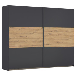 Rauch Möbel SKŘÍŇ S POSOUVACÍMI DVEŘMI, šedá, dub artisan, 261/210/59 cm