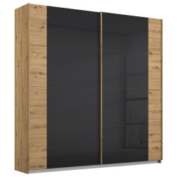 Rauch Möbel SKŘÍŇ S POSUVNÝMI DVEŘMI, antracitová, dub artisan, 181/210/62 cm