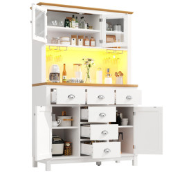Redom BUFFET 104/40/180 cm s LED osvětlením, velkým úložným prostorem a ochranou proti převrácení, Bílá