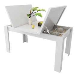 Redom JÍDELNÍ stůl 120/70 cm s úložným prostorem a výklopnou deskou, bílý
