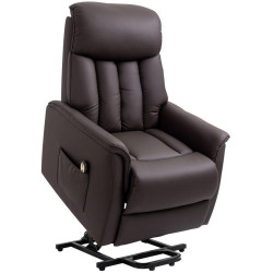Redom POLOHOVACÍ křeslo 80/94/104 cm s elektrickou funkcí vstávání a polohováním, pěnové polstrování, Hnědá